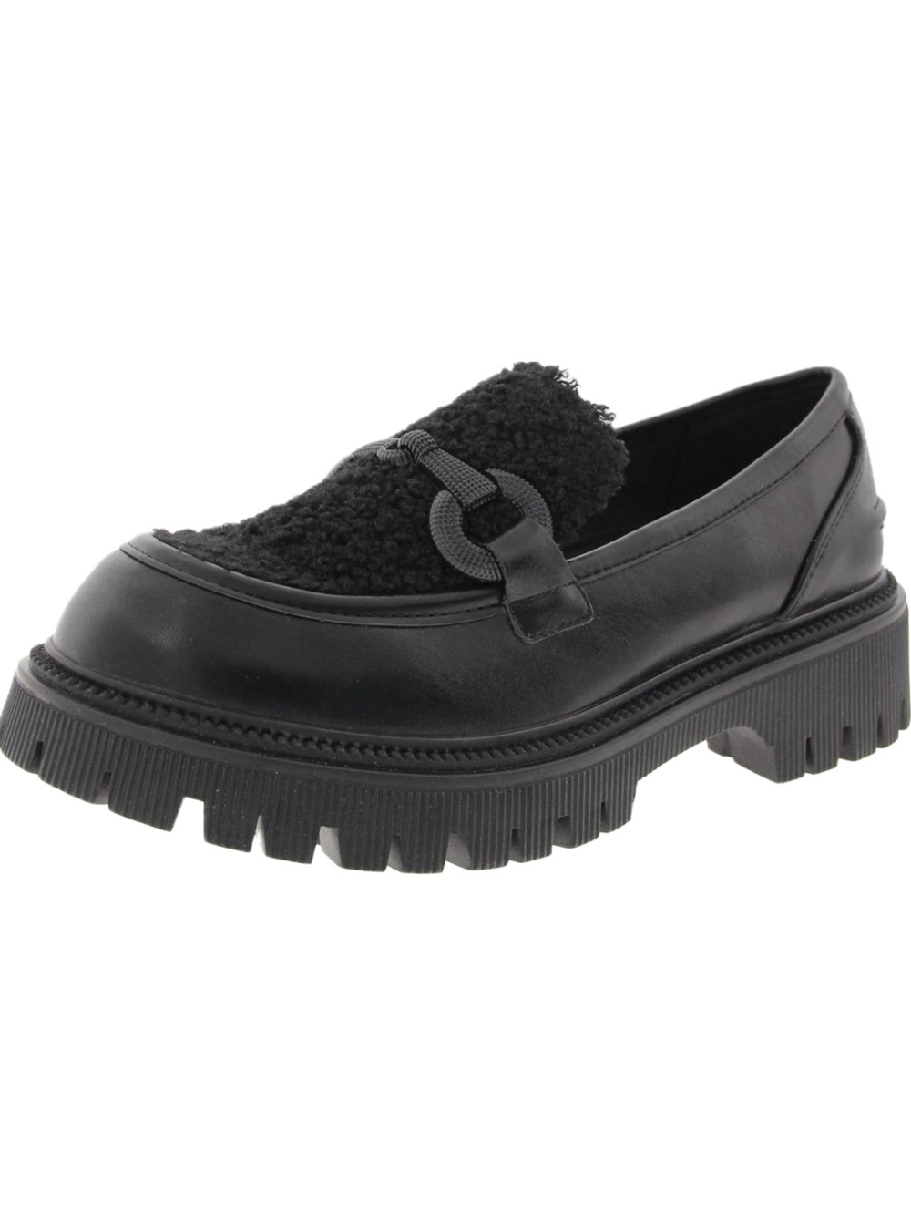 👞⚔️ G.C. SHOES Chunky Combat Loafers Bouclé Vamp Black Leather US 9.5